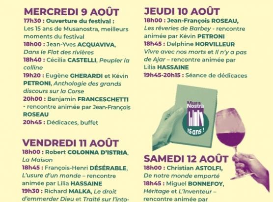 E Statinate in Lumiu da u 9 à u 12 d'aostu è i 15 anni di l’associu Musanostra