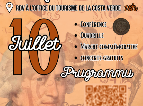 Ghjurnata Pasquale Paoli à l’uffiziu di turismu di a Costa Verde in Moriani ghjovi u 10 di lugliu à 6 ore