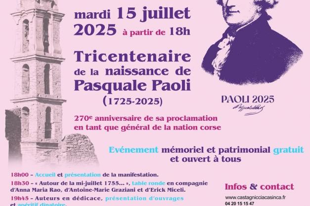 Celebrazione marti u 15 di lugliu à 6 ore in cunventu di Casabianca di Pasquale Paoli Capu Generale di a Nazione u 14 di lugliu 1755