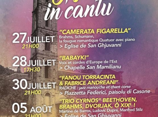 San Ghjuvanni in cantu i 27, 28, 30 di lugliu, 5 è 14 d'aostu in San Ghjuvanni di Moriani