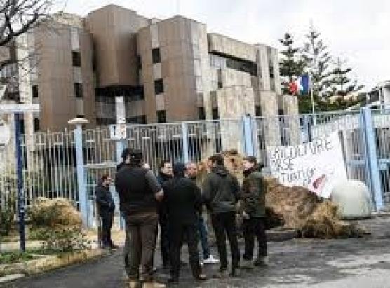 Addunita d’agricultori davant’à a prefettura di Bastia