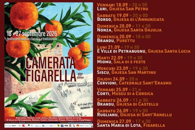  VIIIa Camerata Figarella, festivale di musica classica è tradiziunale, da u 18 à u 27 di settembre