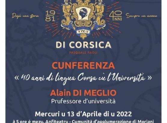 Cunferenza d'Alain Di Meglio : 40 anni di lingua corsa à l'università